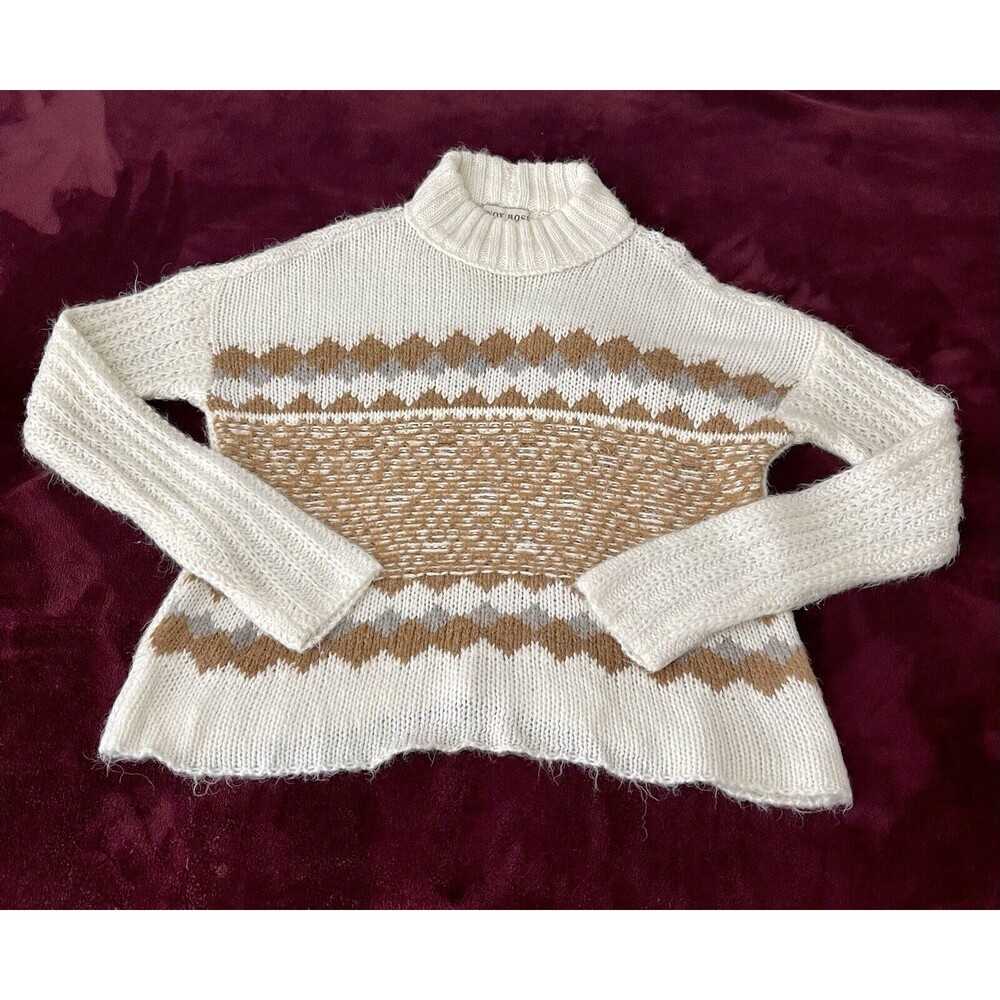 Knox Rose Women's Sweater  Turtleneck Pull Over Long Sleeve Ivory Size Small EUC